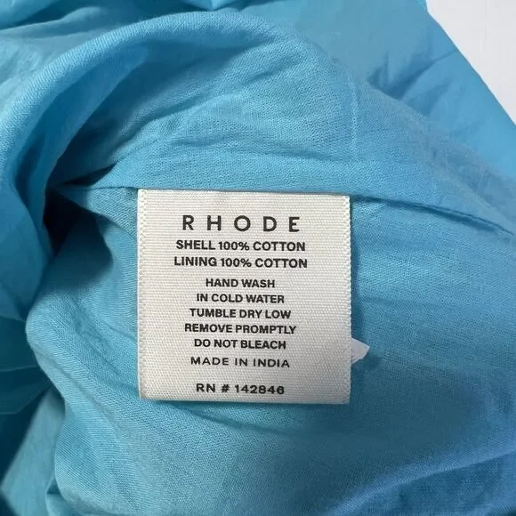 NEW RHODE Sz XS Ozzie Mini Dress One Shoulder Aqua Lotus Floral - Picture 9 of 10